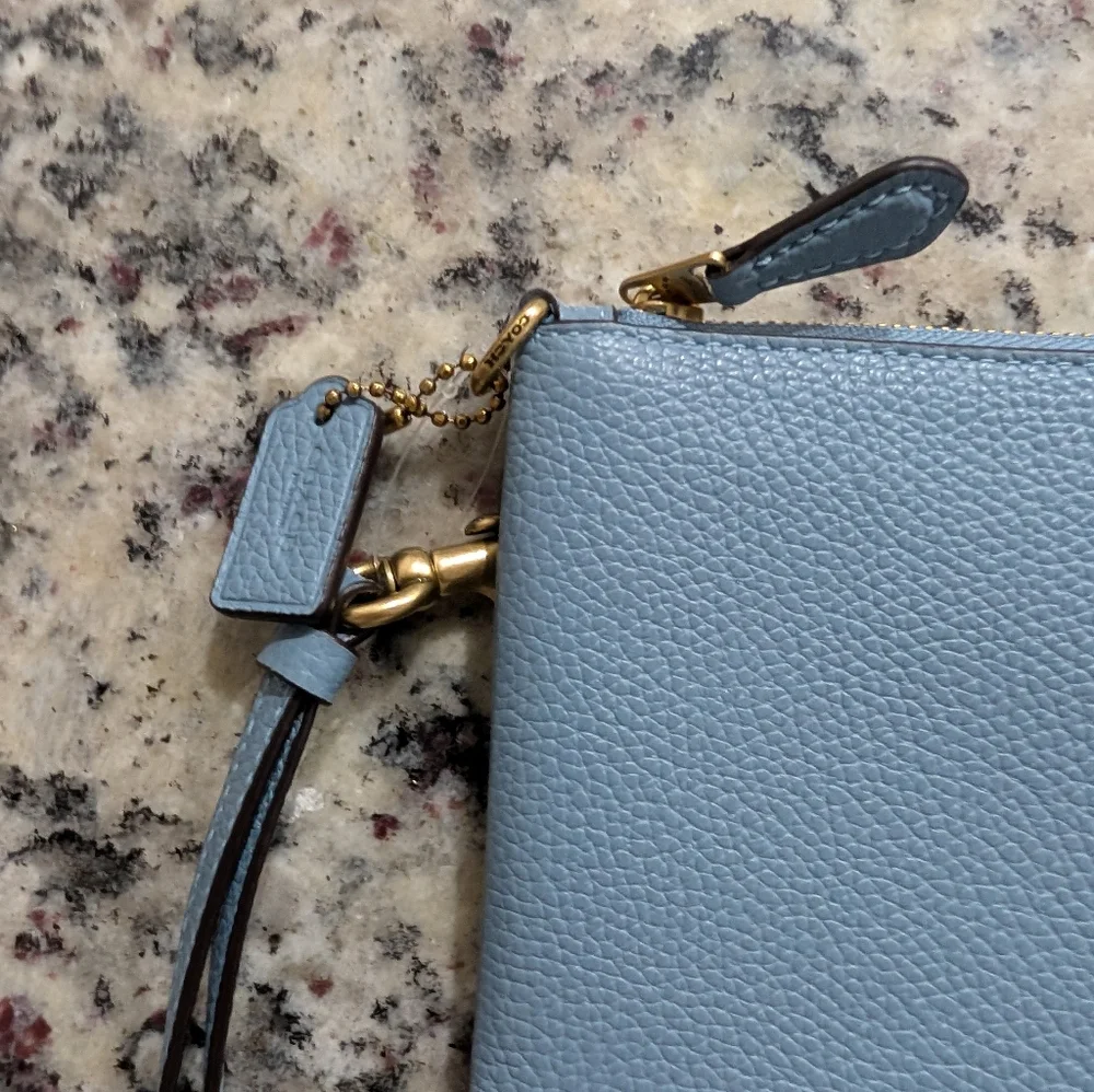 Coach Light Blue Leather Wristlet